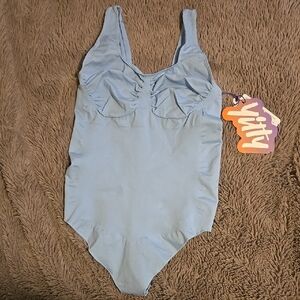 Yitty Light Blue Nearly Naked Shaping Thong Bodysuit 1X-2X